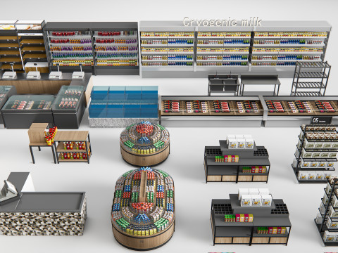 Supermarket Shop Store Elements checkout 4 3D Модель