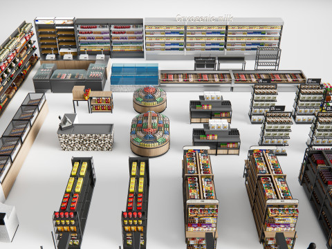 Supermarket Shop Store Elements checkout 4 3D Модель