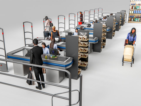 Supermarket Shop Store Elements checkout 4 3D Модель