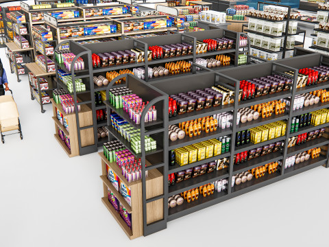 Supermarket Shop Store Elements checkout 4 3D Модель