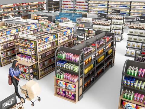 Supermarket Shop Store Elements checkout 4 3D Модель