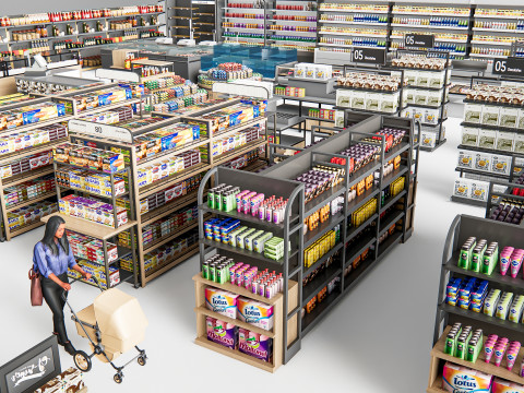 Supermarket Shop Store Elements checkout 4 3D Модель