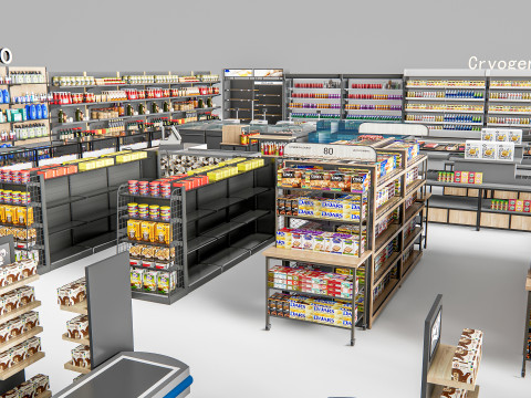 Supermarket Shop Store Elements checkout 4 3D Модель