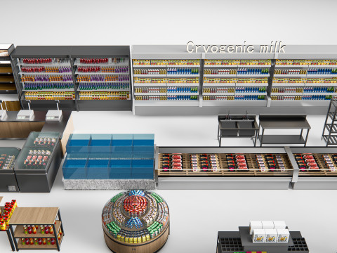 Supermarket Shop Store Elements checkout 4 3D Модель