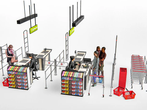 Elemen Toko Supermarket, checkout 5 Model 3D