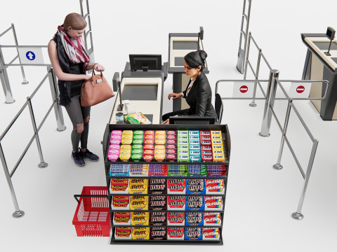 Supermarket Shop Store Elements checkout 5 3D Модель