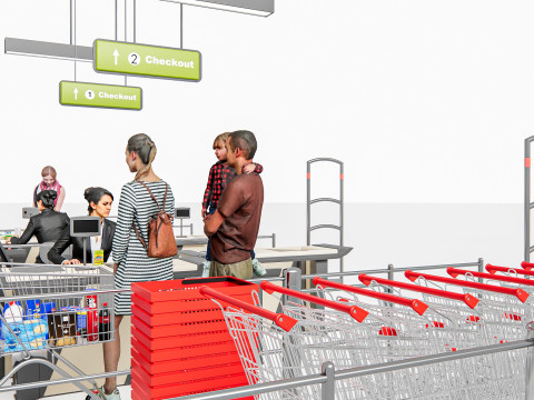 Supermarket Shop Store Elements checkout 5 3D Модель