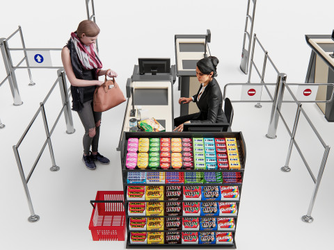 Supermarket Shop Store Elements checkout 5 3D Модель