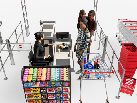 Supermarket Shop Store Elements checkout 5 3D Модель