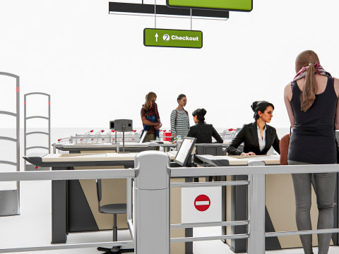 Supermarket Shop Store Elements checkout 5 3D Модель