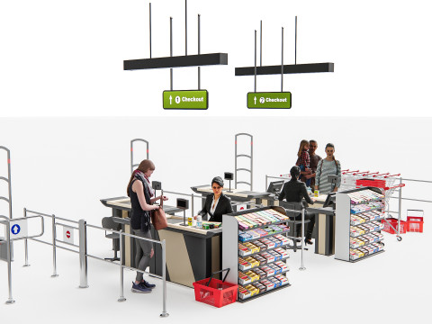 Supermarket Shop Store Elements checkout 5 3D Модель