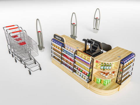Supermarket Shop Store Elements checkout 7 3D मॉडल