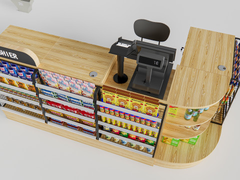 Supermarket Shop Store Elements checkout 7 3D Model