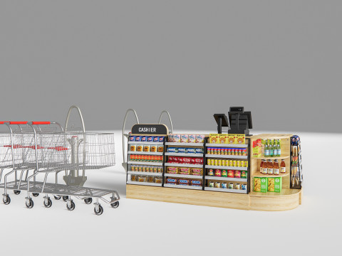 Supermarket Shop Store Elements checkout 7 3D Model