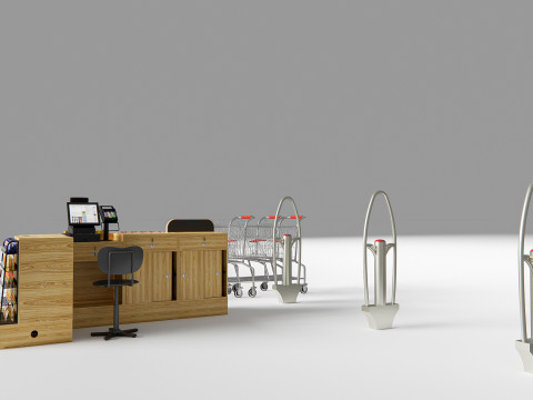 Supermarket Shop Store Elements checkout 7 3D Model