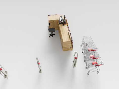 Supermarket Shop Store Elements checkout 7 3D Model