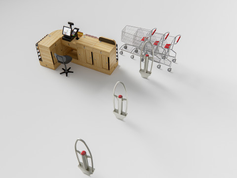 Supermarket Shop Store Elements checkout 7 3D Model