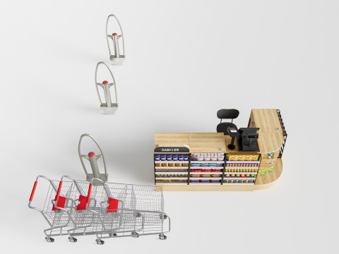 Supermarket Shop Store Elements checkout 7 3D Model