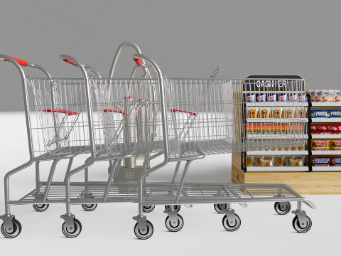 Supermarket Shop Store Elements checkout 7 3D Model