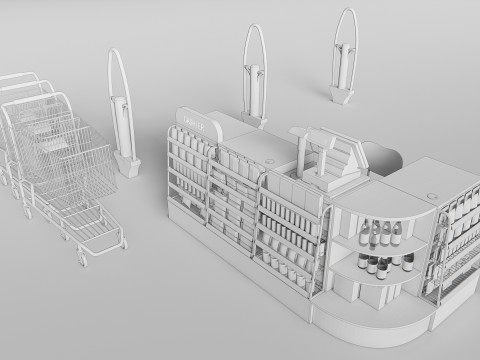 Supermarket Shop Store Elements checkout 7 3D Model