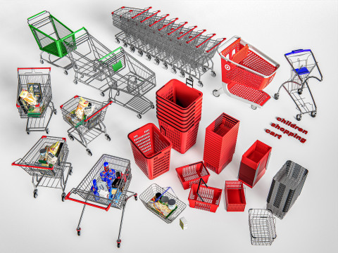 Supermarket Shop Store Elements checkout 8 3D मॉडल