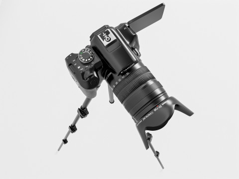 Dslr camera with tripod 3D मॉडल
