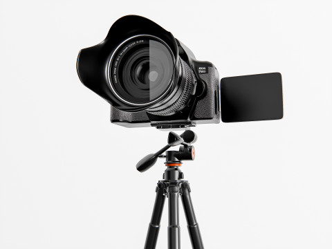 Dslr camera with tripod 3D मॉडल