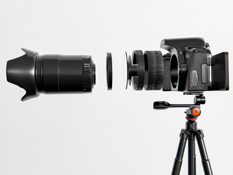 Dslr camera with tripod 3D मॉडल