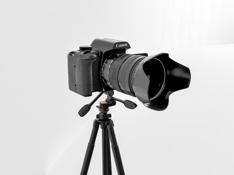 Dslr camera with tripod 3D मॉडल