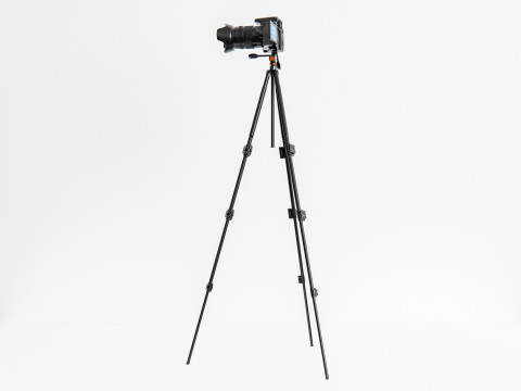 Dslr camera with tripod 3D मॉडल