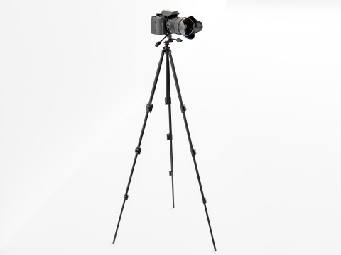 Dslr camera with tripod 3D मॉडल