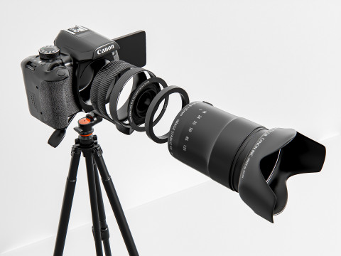Dslr camera with tripod 3D मॉडल