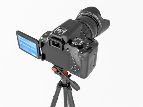 Dslr camera with tripod 3D मॉडल