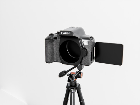 Dslr camera with tripod 3D मॉडल