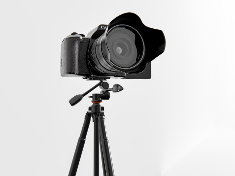 Dslr camera with tripod 3D मॉडल