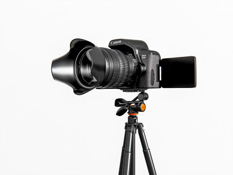 Dslr camera with tripod 3D मॉडल