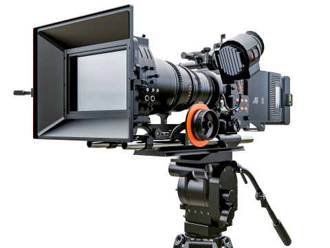 Modern Movie camera with tripod 3D Модель