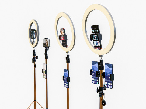 Live streaming smartphone light tripod 3D Модель