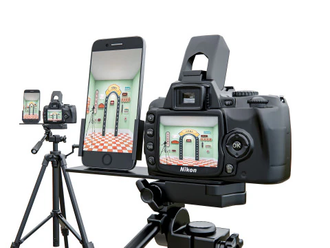 Live streaming camera with tripod and smartphone mount 3D Model