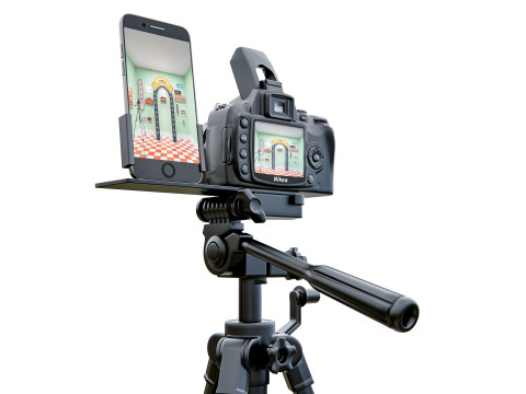 Live streaming camera with tripod and smartphone mount 3D Модель