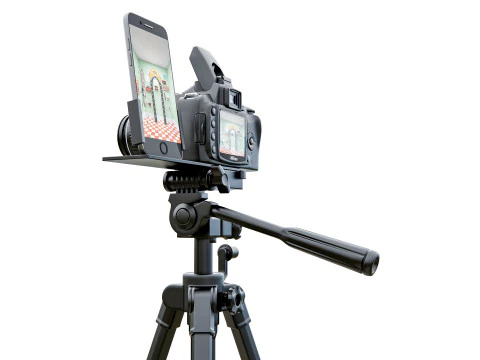 Live streaming camera with tripod and smartphone mount 3D Model