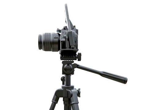 Live streaming camera with tripod and smartphone mount 3D Model