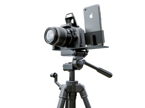 Live streaming camera with tripod and smartphone mount 3D Модель