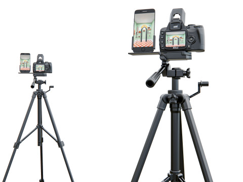 Live streaming camera with tripod and smartphone mount 3D Модель