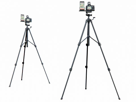 Live streaming camera with tripod and smartphone mount 3D Model