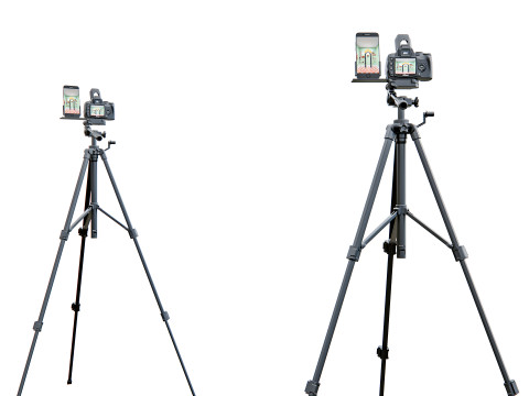 Live streaming camera with tripod and smartphone mount 3D Модель