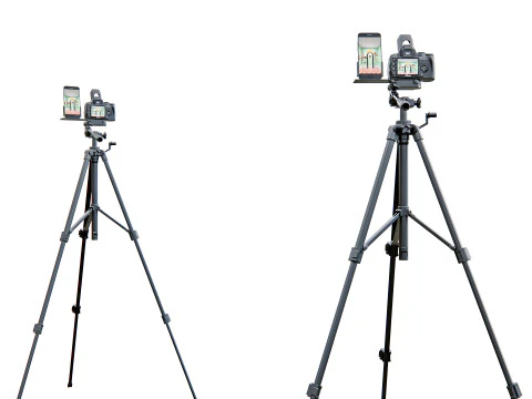 Live streaming camera with tripod and smartphone mount 3D Model