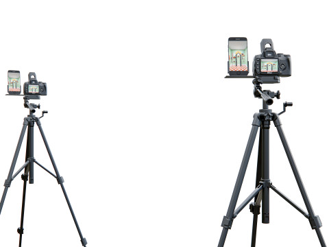 Live streaming camera with tripod and smartphone mount 3D Модель