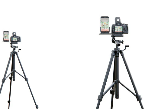 Live streaming camera with tripod and smartphone mount 3D Model