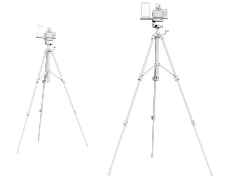 Live streaming camera with tripod and smartphone mount 3D Model